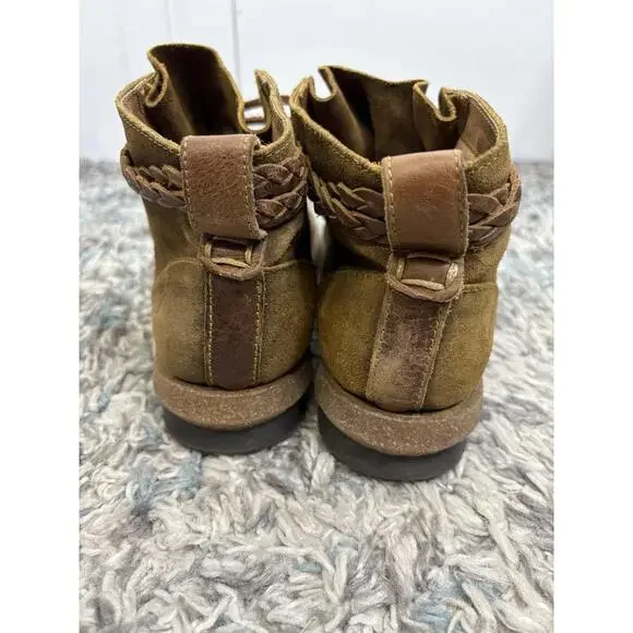 Born Boots Womens 9.5 Temple Lace Up Brown Distressed Suede Ankle Braided Chukka - Picture 7 of 13